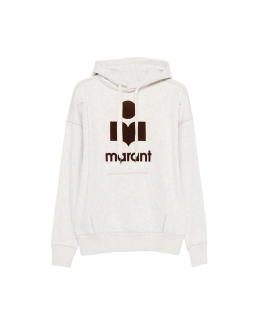 Isabel Marant White Drawstring Hoodie With Graphic Logo