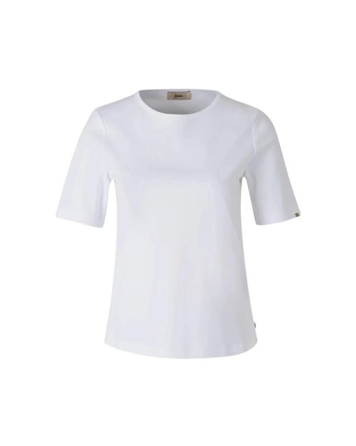Herno Tops ,Wit ,Katoen Witte Top Met Korte Mouwen En Zijknopen in het Blue