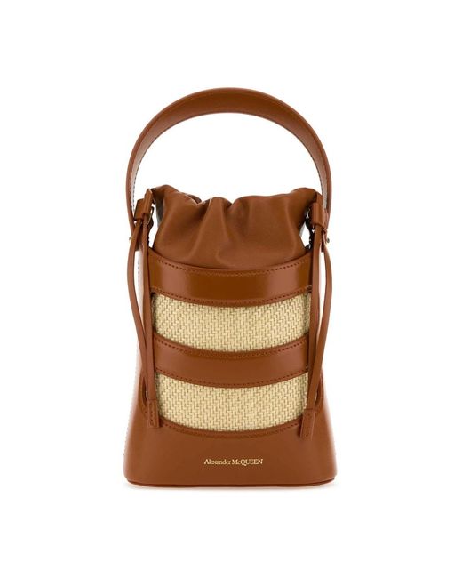 Alexander McQueen Brown Mini the rise bucket tasche