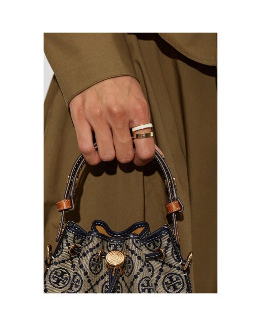 Tory Burch Logo Ring in het Metallic