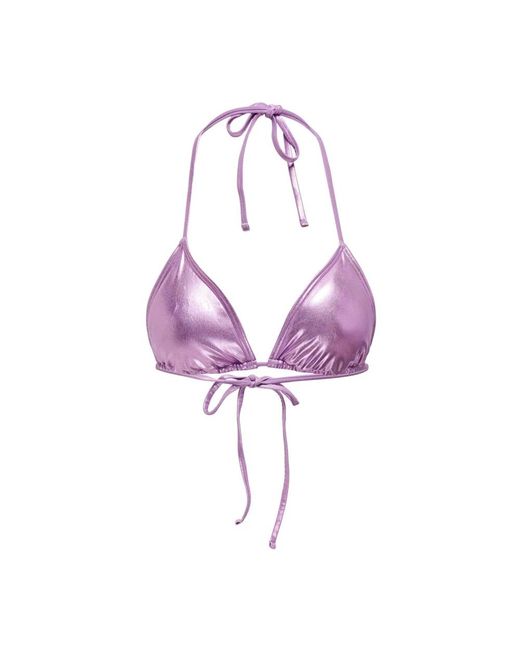 ONLY Purple Glänzendes dreieck bikini top