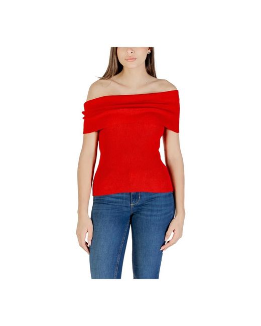 ONLY Red Roter Bootshals-Strickpullover