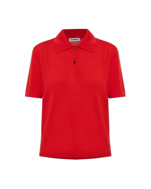 Jil Sander Wool Polo in het Red