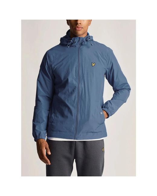 Lyle & Scott Jassen ,Blauw ,Nylon Lichtgewicht Jas Met Capuchon in het Blue voor heren
