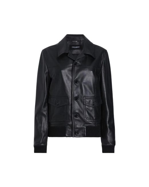 Dolce & Gabbana Black Leather Jackets