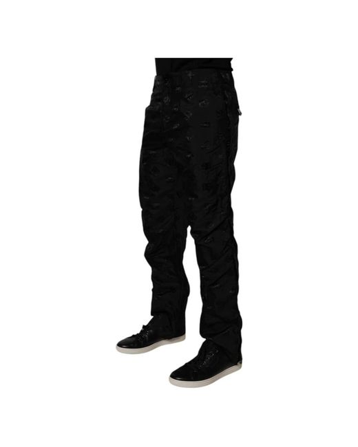 Dolce & Gabbana Black Straight Trousers for men