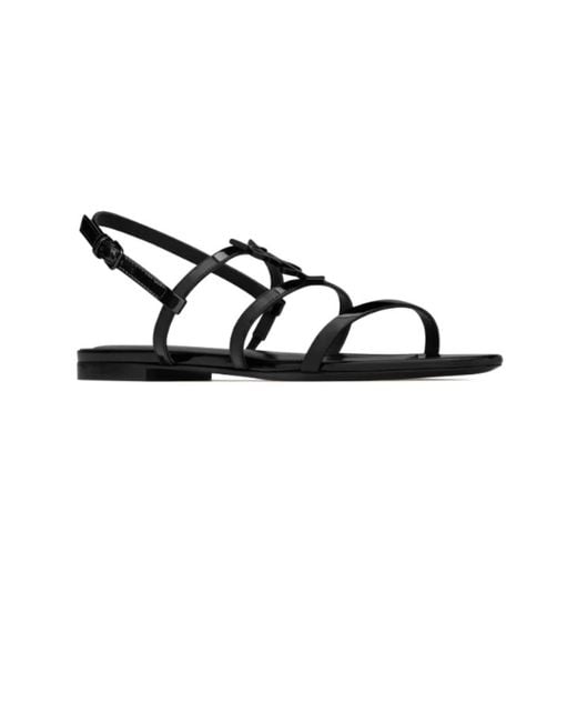 Saint Laurent Black Flat Sandals