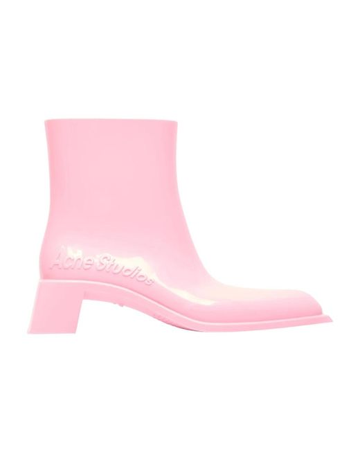 Acne Pink Geprägte Logo Gummistiefeletten