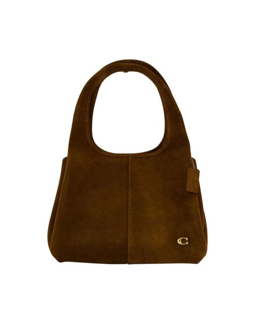COACH Brown Braune Leder-Schultertasche