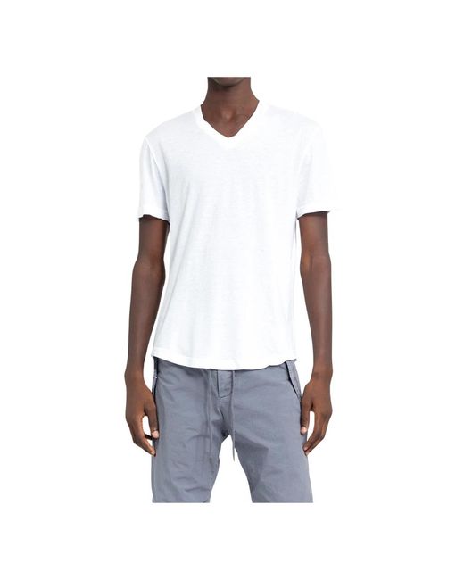 James Perse T-shirts,blau baumwoll v-ausschnitt jersey t-shirt,supima v-neck tee in White für Herren