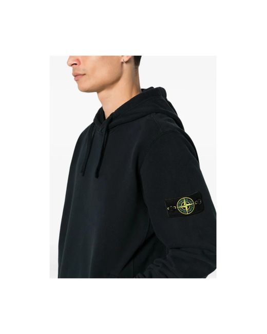 Stone Island Black Hoodies for men