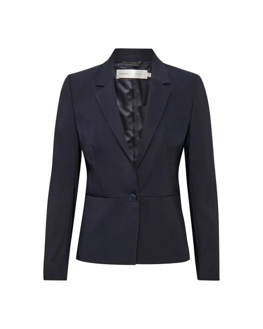 Inwear Jassen ,Blauw ,Leer Marineblauwe Korte Blazer Zella Stijl in het Blue