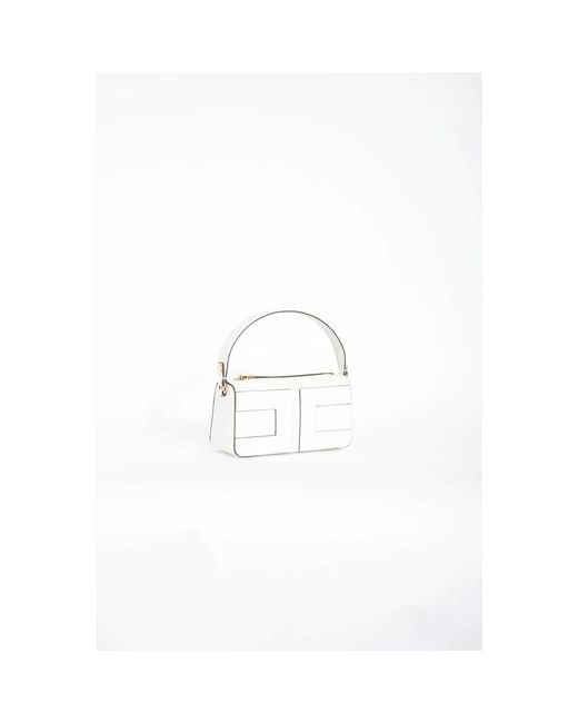 Elisabetta Franchi White Schultertasche Mit Maxi-Logo
