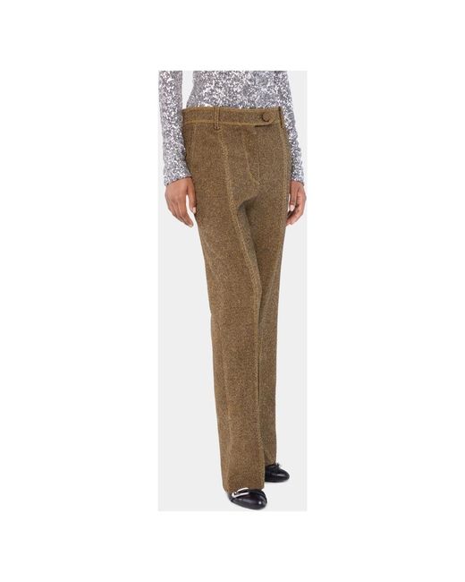 Rabanne Broeken ,Geel ,Wol Chine Wol Maatwerk Broek in het Green