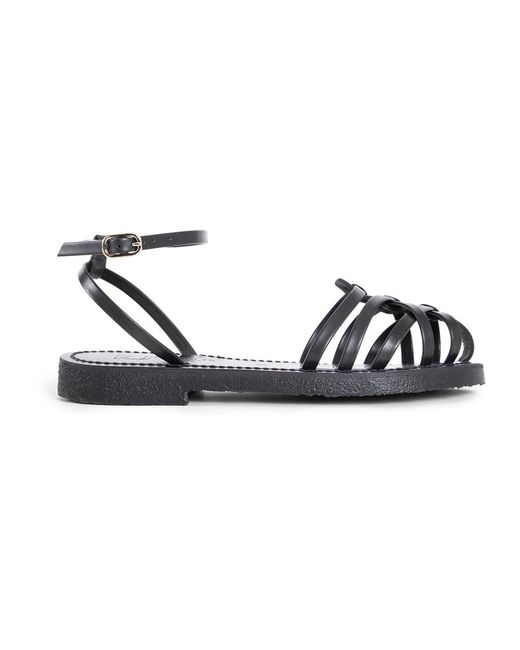 K. Jacques Black Flat Sandals