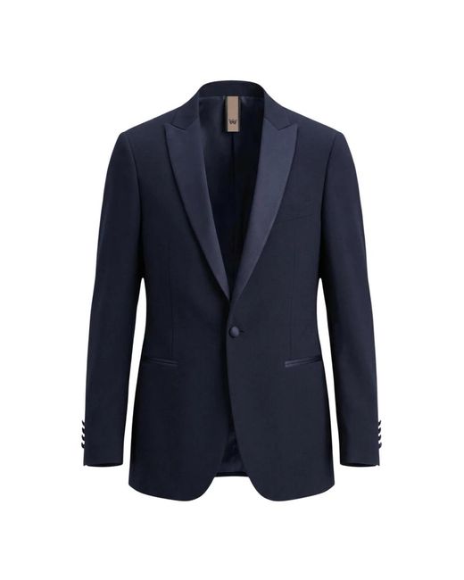 MULISH Blue Single Breasted Suits for men