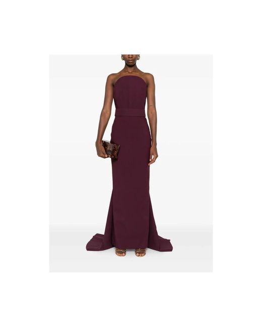 Solace London Burgundy Strapless Straight Skirt Jurk in het Purple