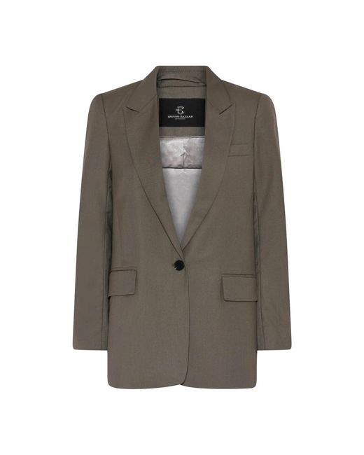 Bruuns Bazaar Jassen ,Grijs ,Elegante Donker Beton Blazer in het Green