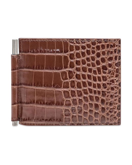 Tom Ford Accessoires ,Bruin ,Leer Leren Portemonnee Met Geldclip in het Brown voor heren