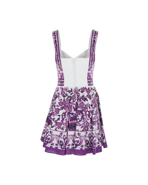 Dolce & Gabbana Purple Majolica-Print Poplin Dress