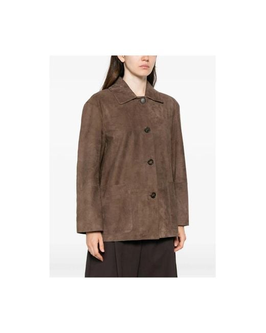 Max Mara Brown Leather Jackets