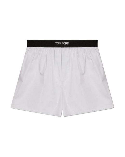 Tom Ford Ondergoed ,Grijs ,Katoen Boxershorts Met Logo in het White voor heren