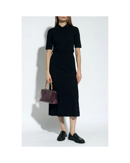 Jil Sander Rokken ,Zwart ,Wol Rechtgesneden Midi Rok in het Black