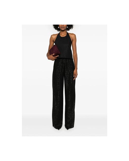 Max Mara Black Luxurious Wool-Blend Wide-Leg Trousers