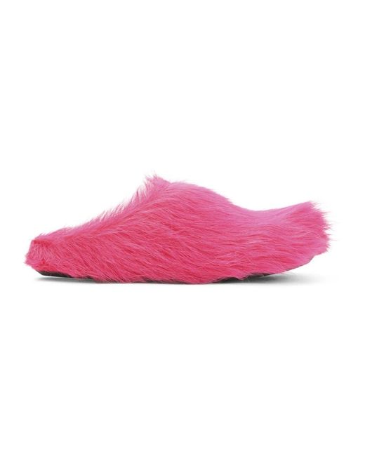 Marni Schoenen ,Roze ,Leer Fussbett Sabot in het Pink