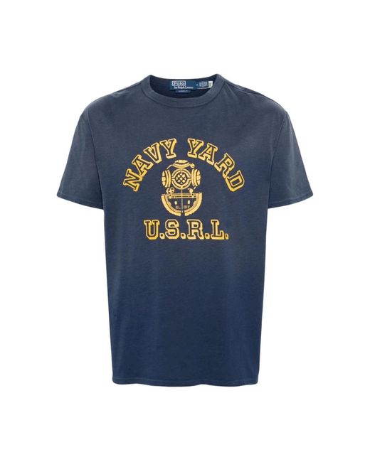 Ralph Lauren Blaue grafikdruck crew neck t-shirts in Blue für Herren