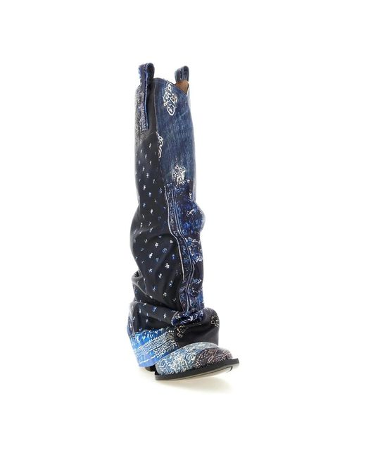 R13 Blue Cowboy & Biker Boots