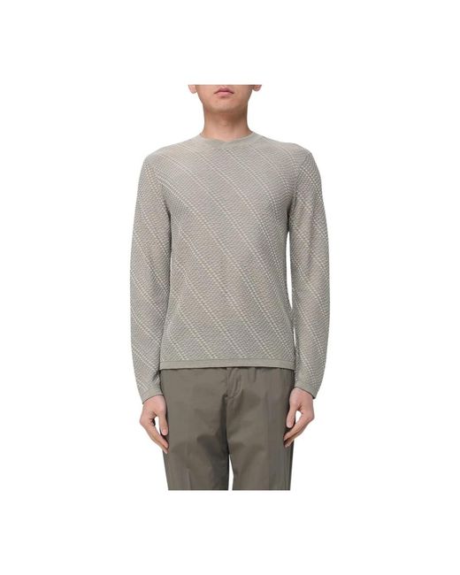 Emporio Armani Gray Round-Neck Knitwear for men