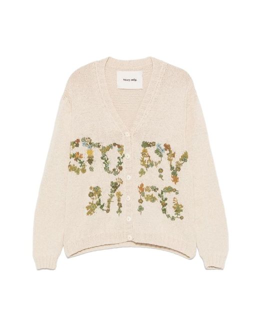 STORY mfg. Truien & Vesten ,Katoen Twinsun Cardigan in het Natural voor heren