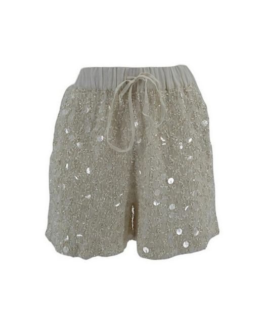 Shorts bianchi con paillettes e coulisse di P.A.R.O.S.H. in Gray