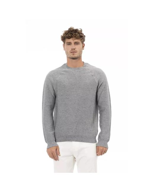 Maglione in cotone grigio con girocollo di Alpha Studio in Gray da Uomo