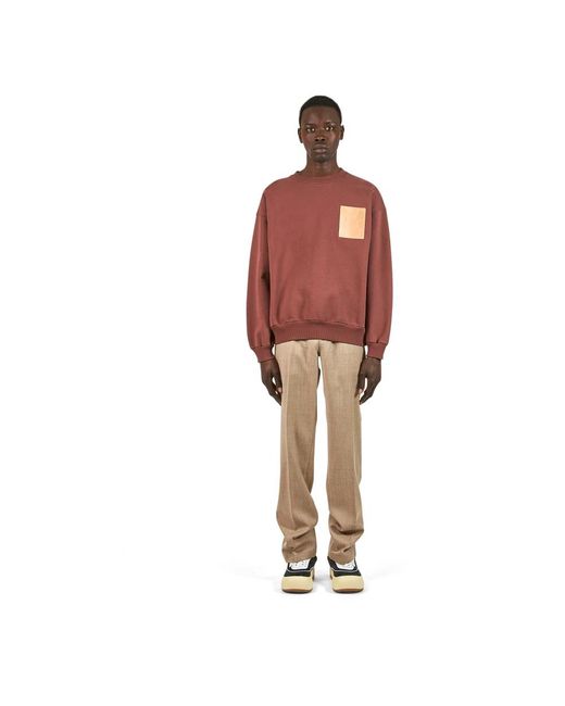 Philippe Model Hoodies & Sweatvesten ,Bruin ,Katoen Ronde Hals in het Red voor heren
