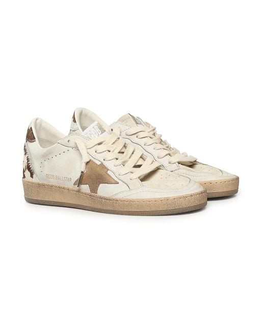 Golden Goose Deluxe Brand Natural Leder-Sneaker Schnürer Weiß Braun