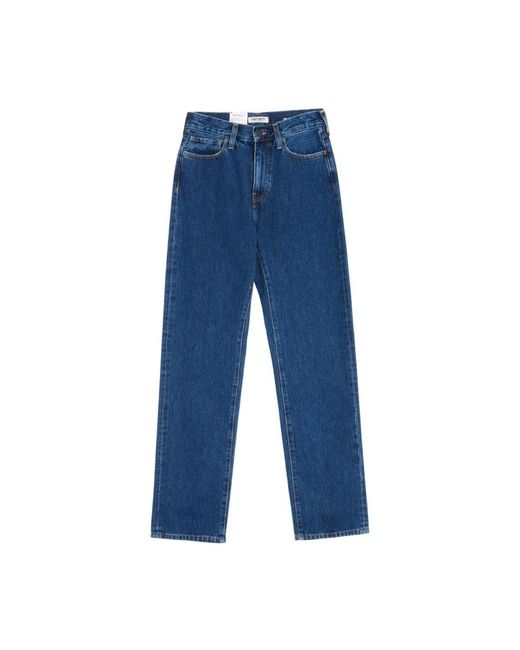 Carhartt Blue High-Waisted Straight Leg Jeans