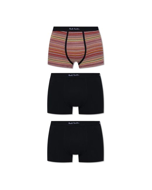 Paul Smith Ondergoed ,Veelkleurig ,Katoen Branded Boxers 3-Pack in het Black voor heren