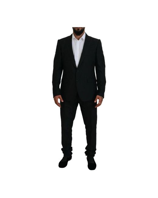 Dolce & Gabbana Schwarzer einreihiger 2-teiliger martini-anzug in Black für Herren