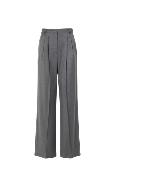 Pantaloni a gamba larga in grafite con vita alta di SIMONA CORSELLINI in Gray