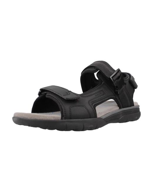 Geox Schoenen ,Zwart ,Moderne Platte Sandalen in het Black voor heren