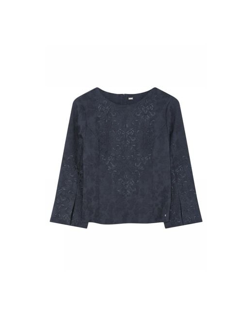 GUSTAV Geborduurde Blouse Met Boothals in het Blue
