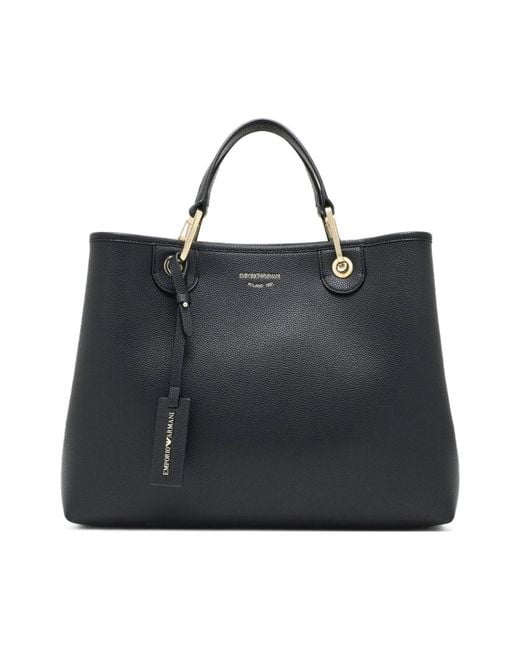 Emporio Armani Black Schwarze Pebble-Leder-Tote-Tasche