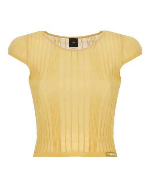 Pinko Overhemden ,Geel ,Katoen Gele Katoenen Top Met Logopatch in het Yellow