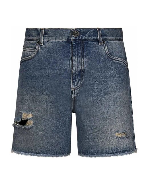 Balmain Blue Denim Shorts for men