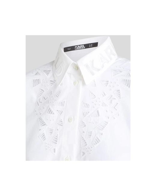 Karl Lagerfeld White Besticktes button-up hemd