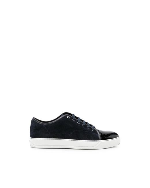 Lanvin Black Dbb1 Patent-Toe Suede Sneakers for men