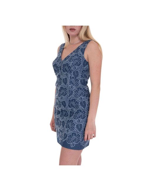 Guess Blue Spitzen Ärmelloses Kleid