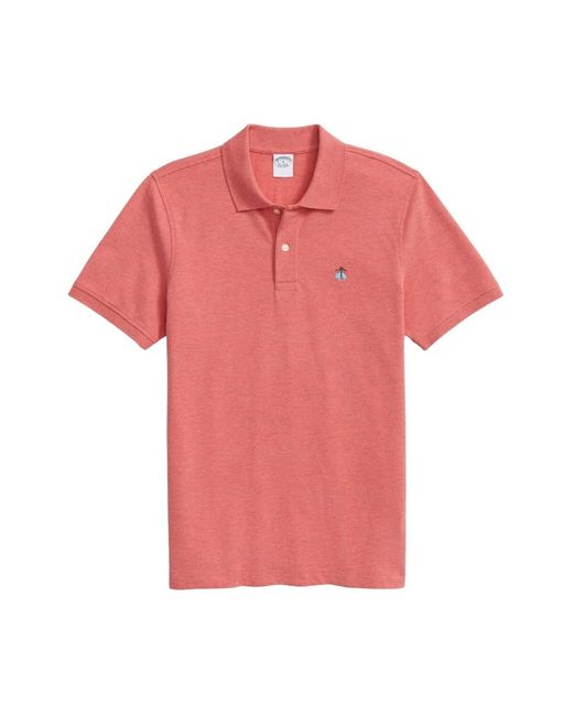 Brooks Brothers Pink Rotes heather supima baumwolle stretch piqué polo